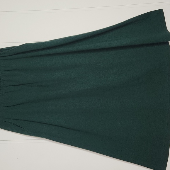Y2K Lands End green jersey knit elastic waist casual modest  pull-on flowy skirt - Picture 1 of 7